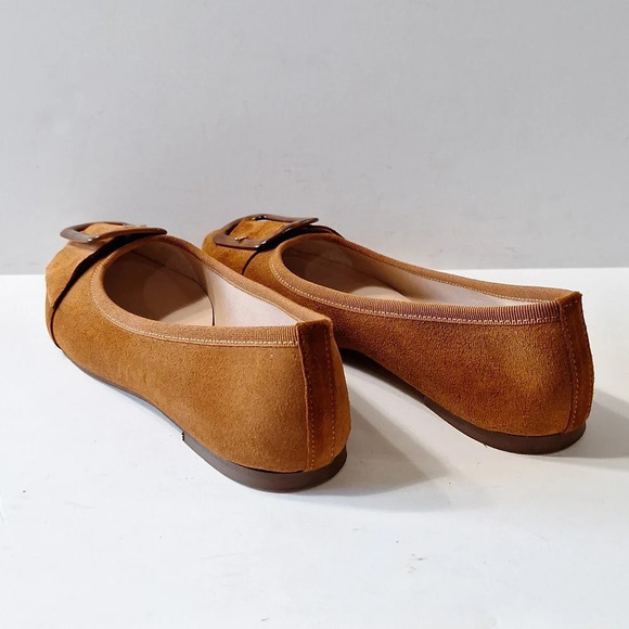Le Matin Brown Suede Leather Preppy Almond Toe Office Slip On Flats Size 38 - Picture 7 of 11